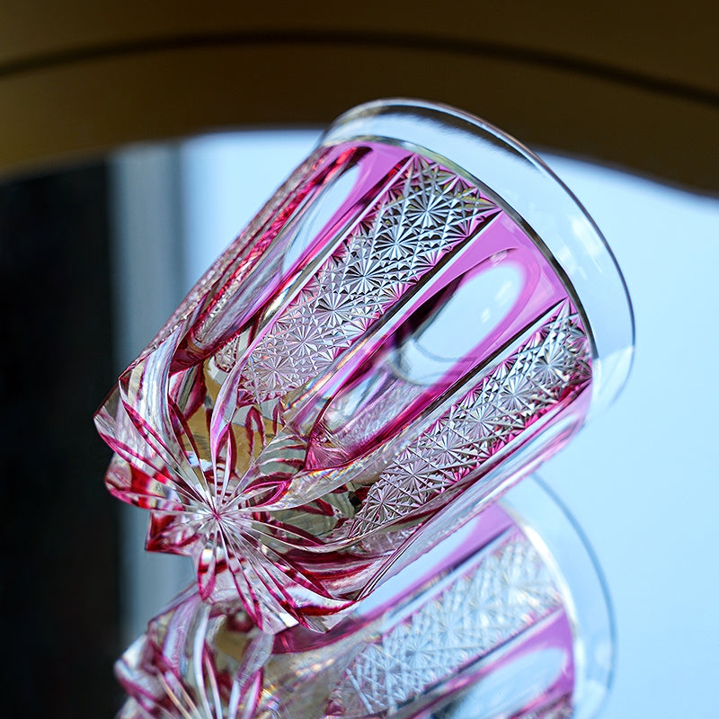 Whisky Glass Ruby Agave | Edo Kiriko Red Crystal Handcrafted Barware
