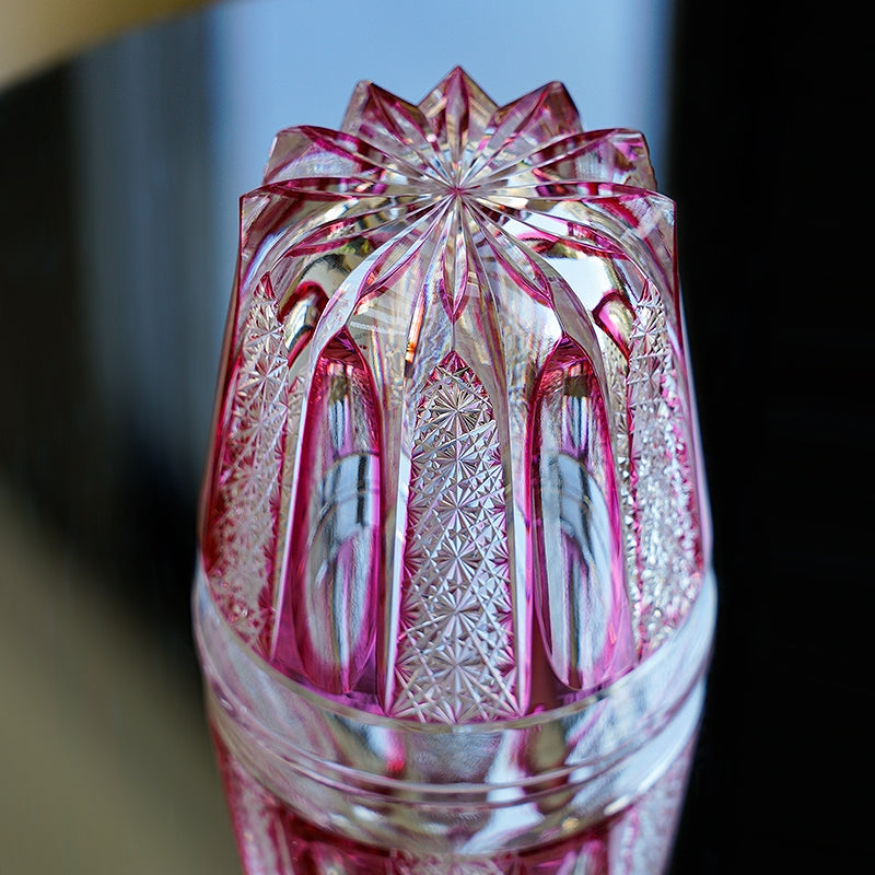 Whisky Glass Ruby Agave | Edo Kiriko Red Crystal Handcrafted Barware