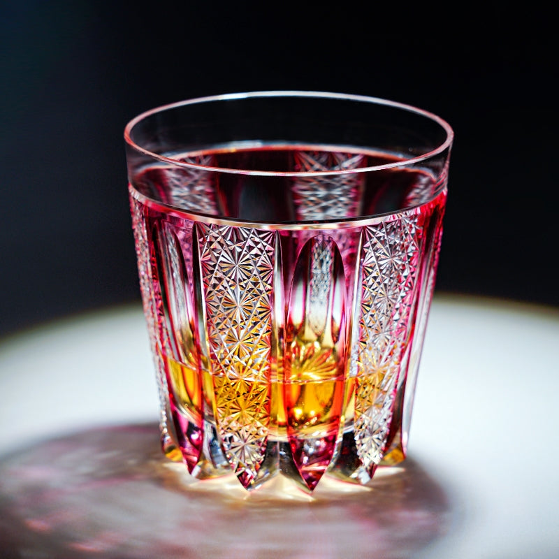 Whisky Glass Ruby Agave | Edo Kiriko Red Crystal Handcrafted Barware