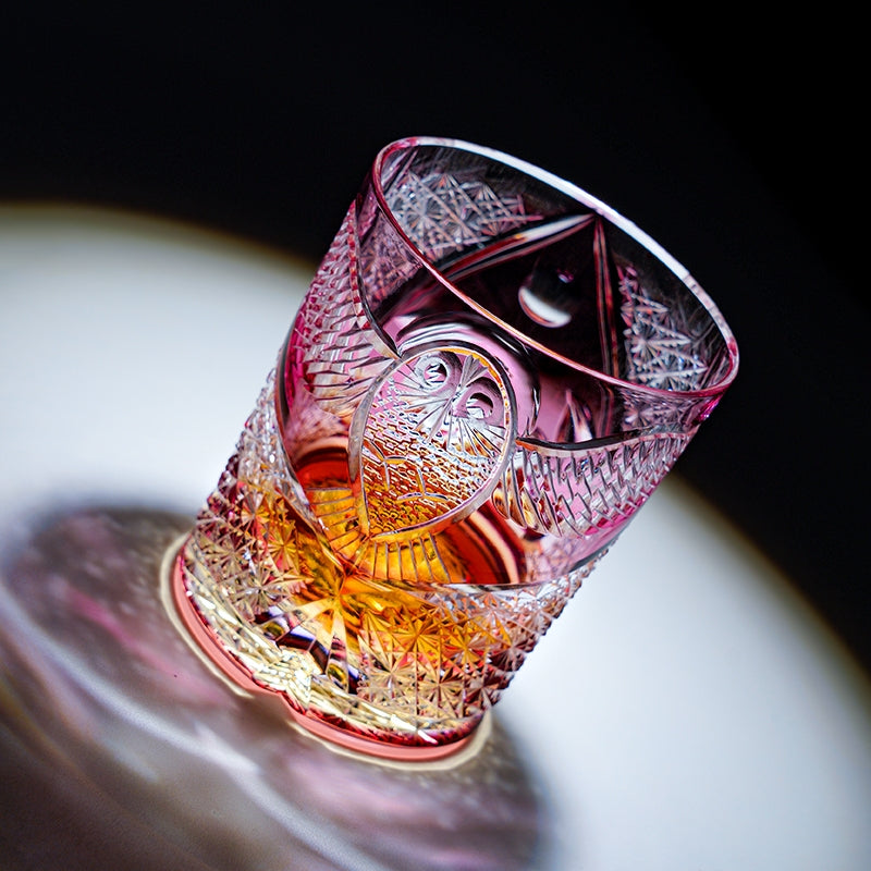 Whisky Glass Ruby Nocturne | Edo Kiriko Pink Crystal Night Artisan