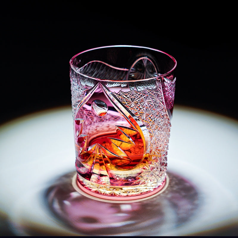 Whisky Glass Ruby Nocturne | Edo Kiriko Pink Crystal Night Artisan