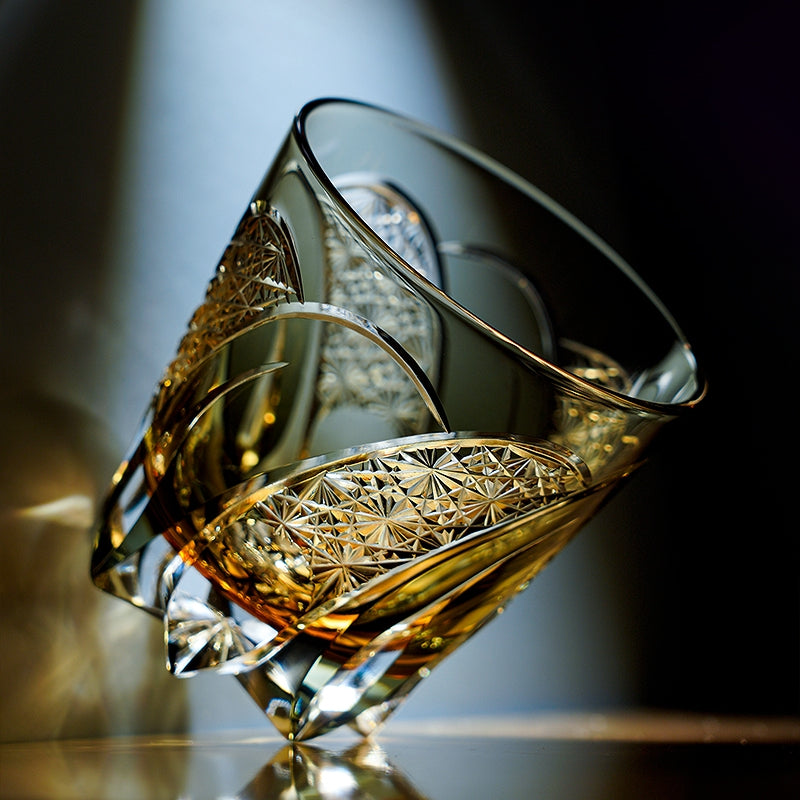 Handcrafted Whisky Glass Kiriko Shadow Luminary Cut Crystal Tumbler