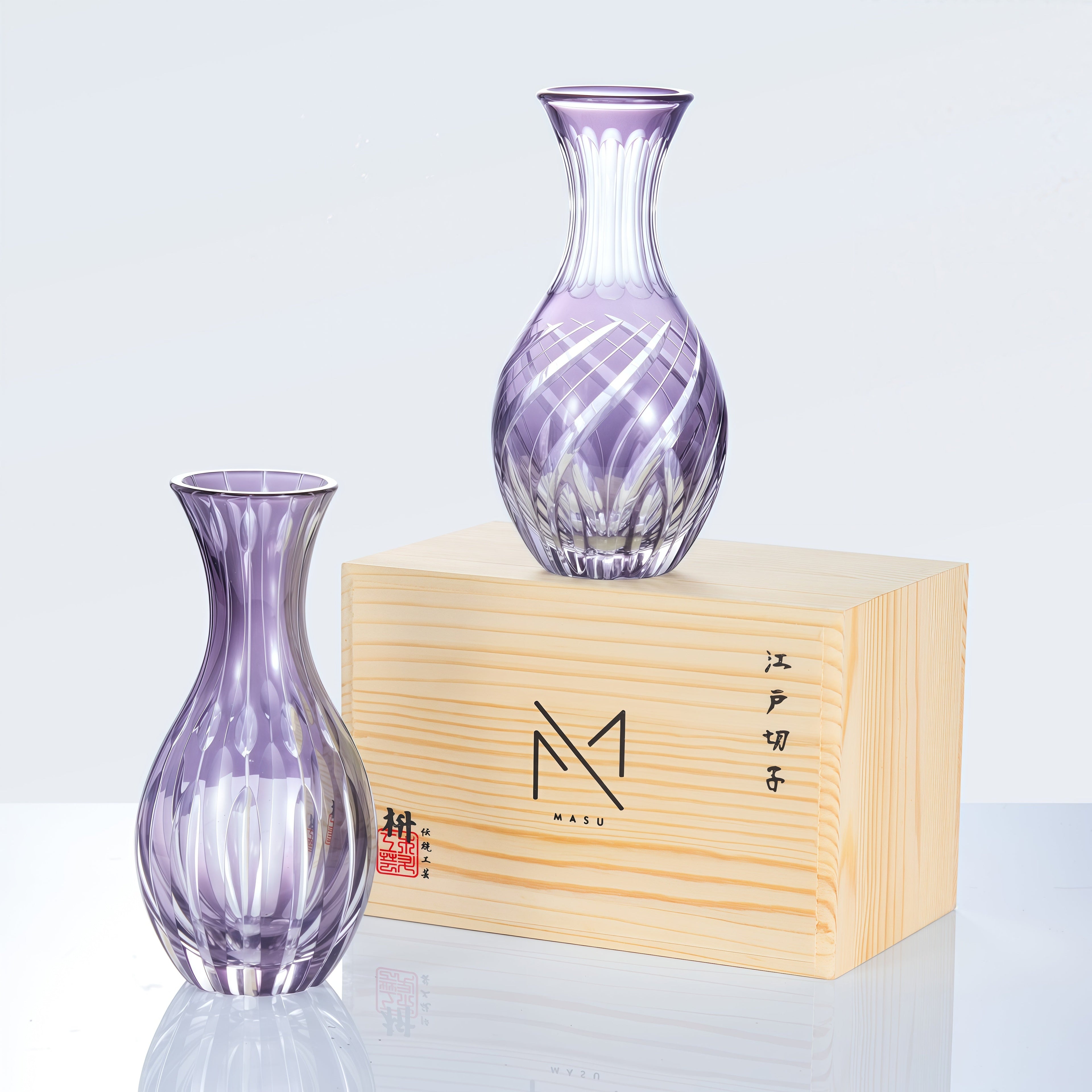 Sake Flagon Murasaki Purple | Edo Kiriko Hand-Cut Violet Crystal Japanese Carafe Collection