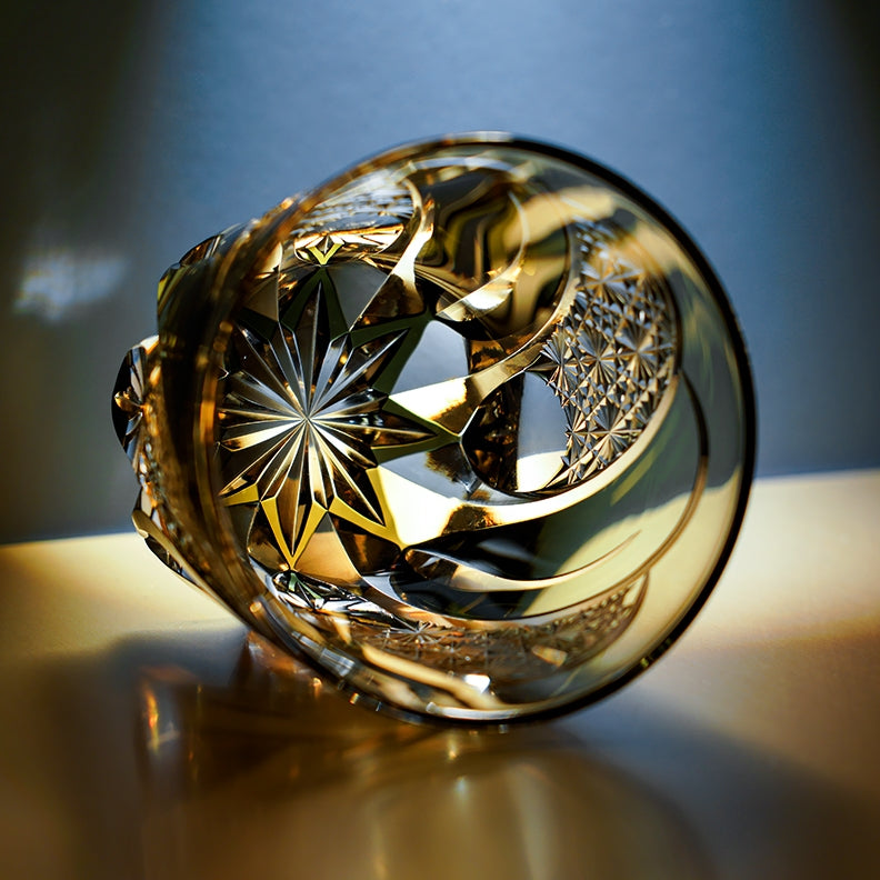 Handcrafted Whisky Glass Kiriko Shadow Luminary Cut Crystal Tumbler