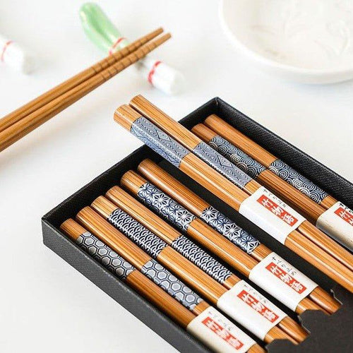 Bamboo Chopsticks Set of 5 Pairs – Japanese Themed Designs