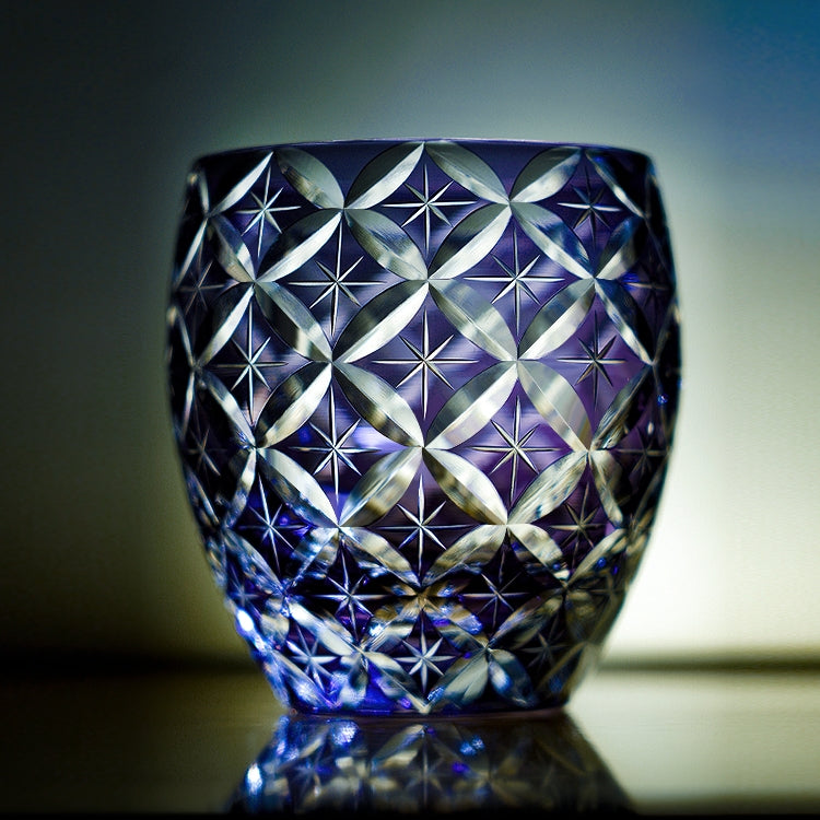 Whisky Glass Violet Shippo – Edo Kiriko Infinity Pattern Crystal