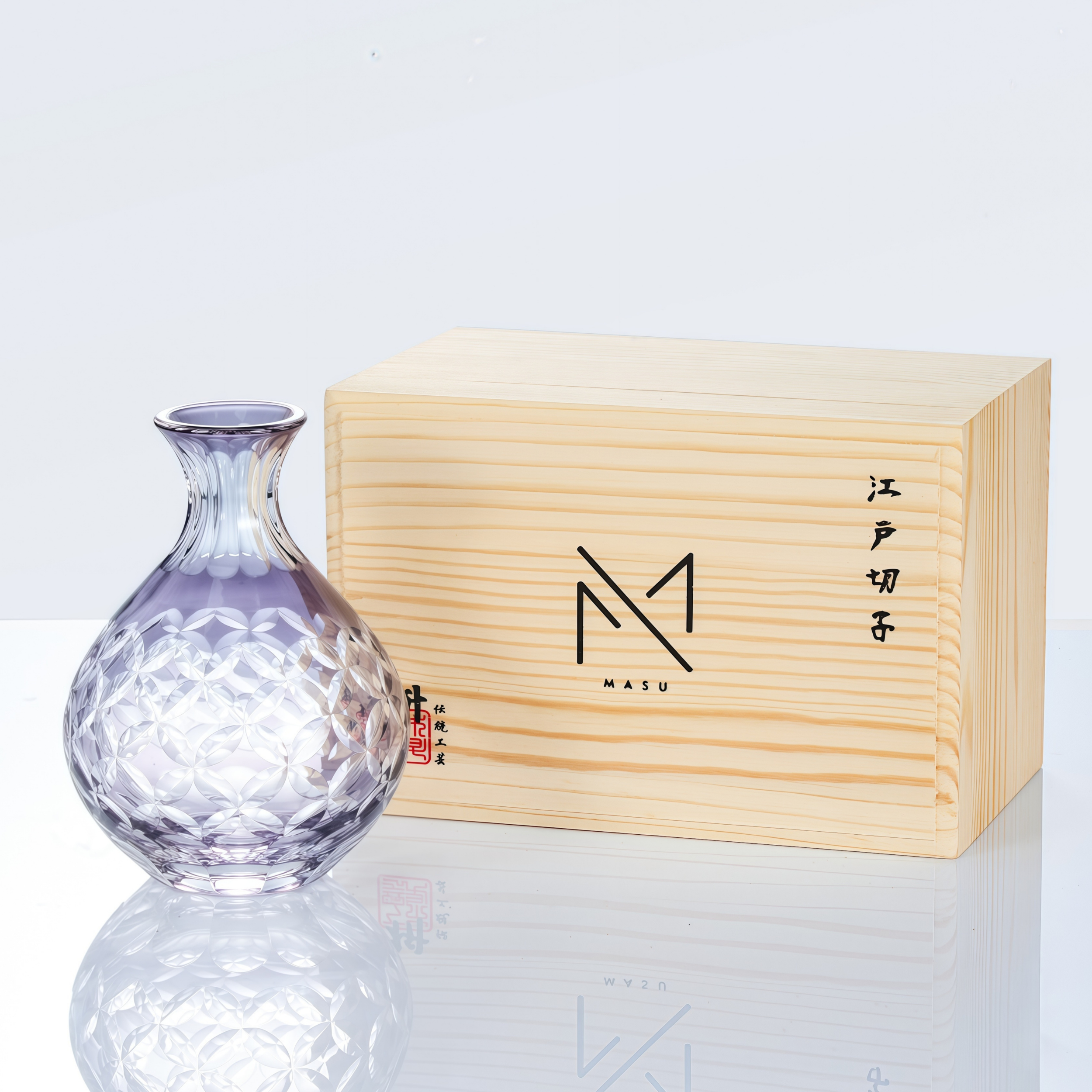 Sake Set Murasaki Purple | Edo Kiriko Hand-Cut Violet Crystal Flagon & Glass Collection