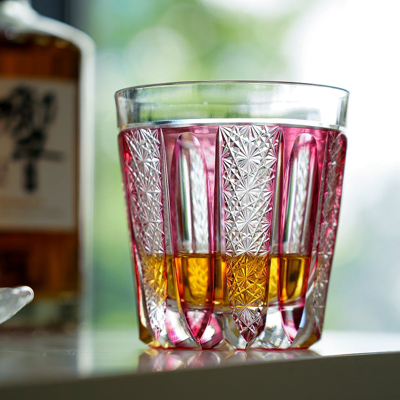 Whisky Glass Ruby Agave | Edo Kiriko Red Crystal Handcrafted Barware