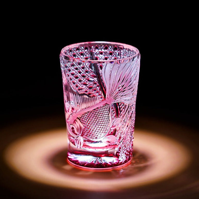 Handcrafted Whisky Glass Rose Koi | Edo Kiriko Pink Koi Fish Crystal