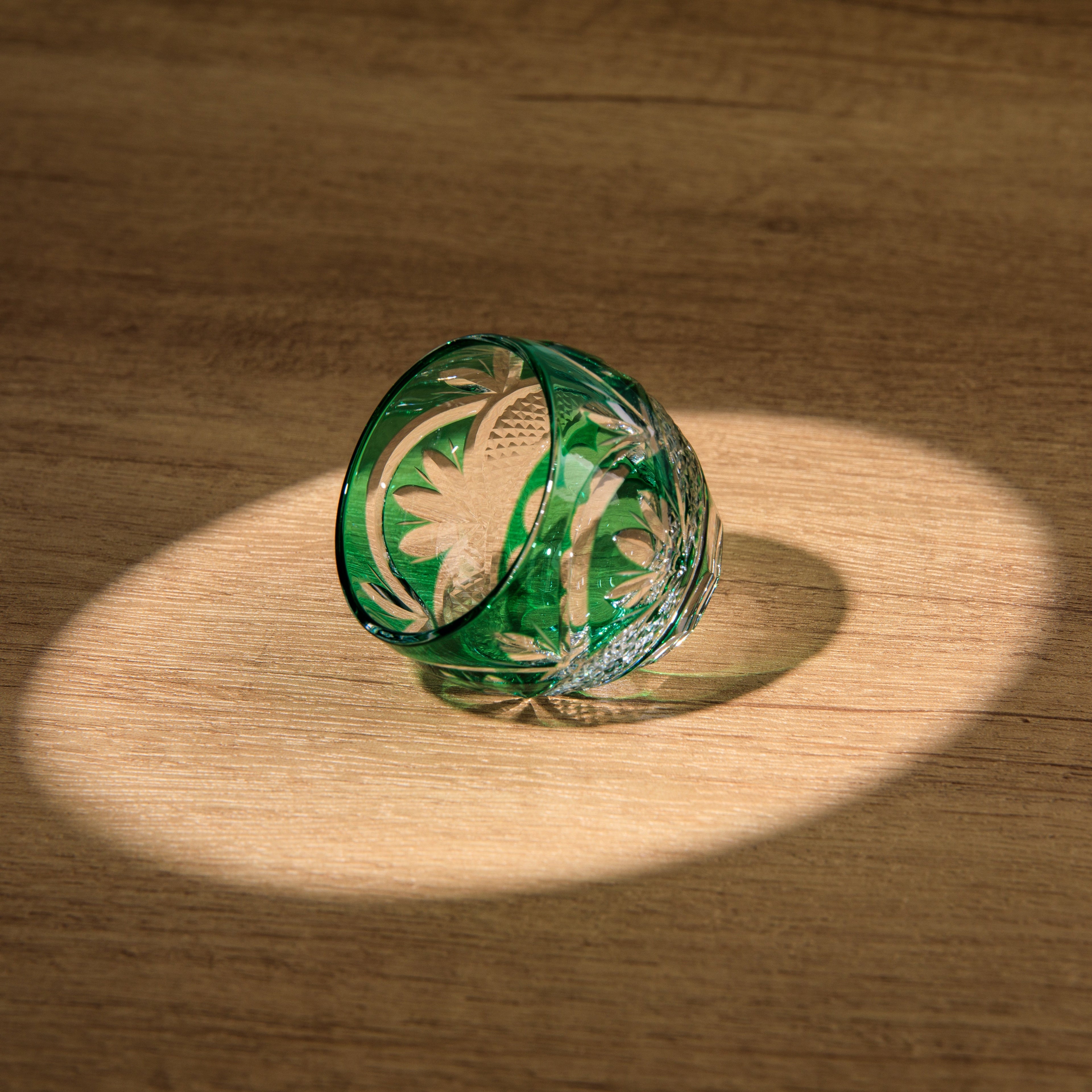 Sake Glass Set Midori Green | Edo Kiriko Hand-Cut Japanese Crystal Drinkware Collection