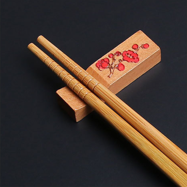 Bamboo Chopsticks Set Geisha Japanese 4 Pairs with Rests Gift Box