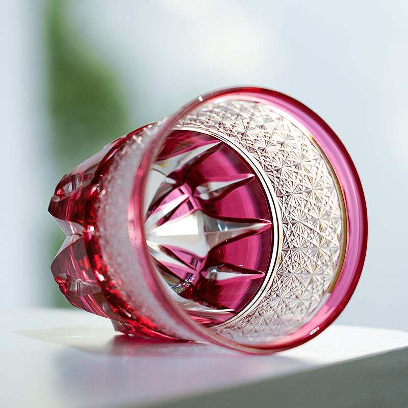 Whisky Glass Sakura Radiance | Edo Kiriko Pink Cherry Blossom Crystal