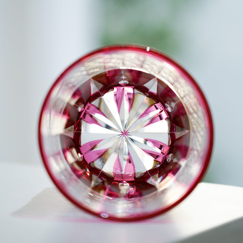 Whisky Glass Sakura Radiance | Edo Kiriko Pink Cherry Blossom Crystal