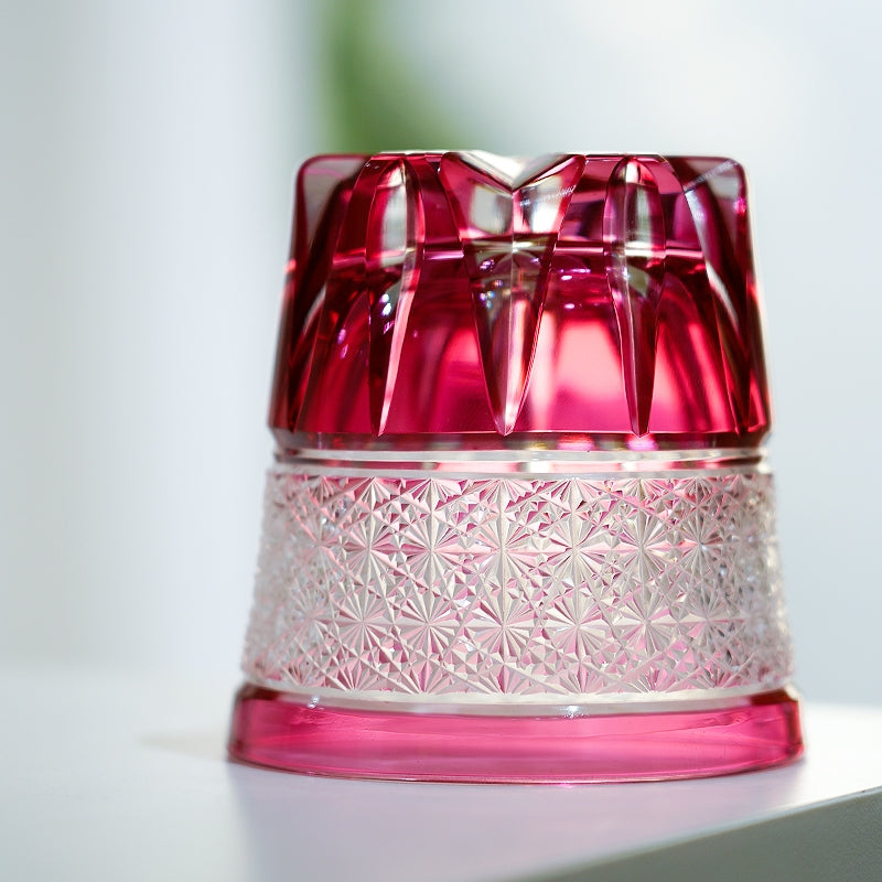 Whisky Glass Sakura Radiance | Edo Kiriko Pink Cherry Blossom Crystal