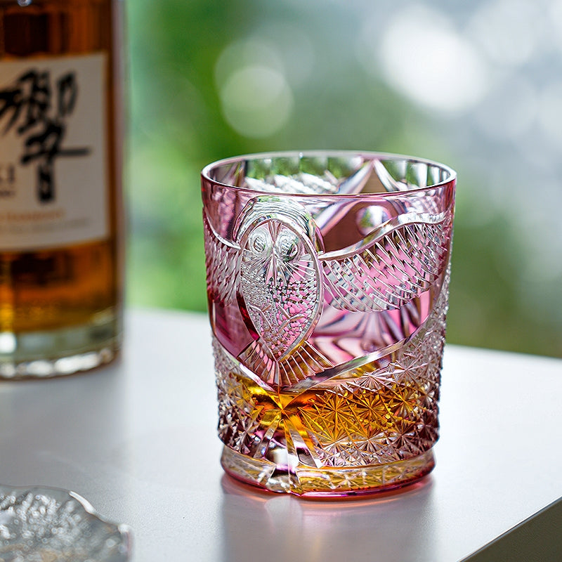 Whisky Glass Ruby Nocturne | Edo Kiriko Pink Crystal Night Artisan