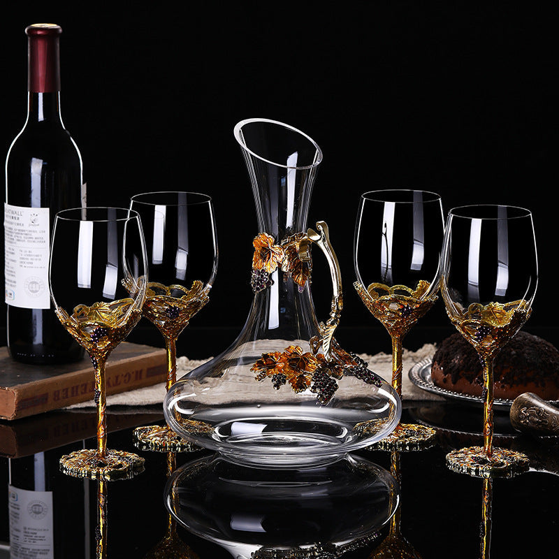 Wine Glasses Crystal Golden Vine Decanter Set Luxury Stemware