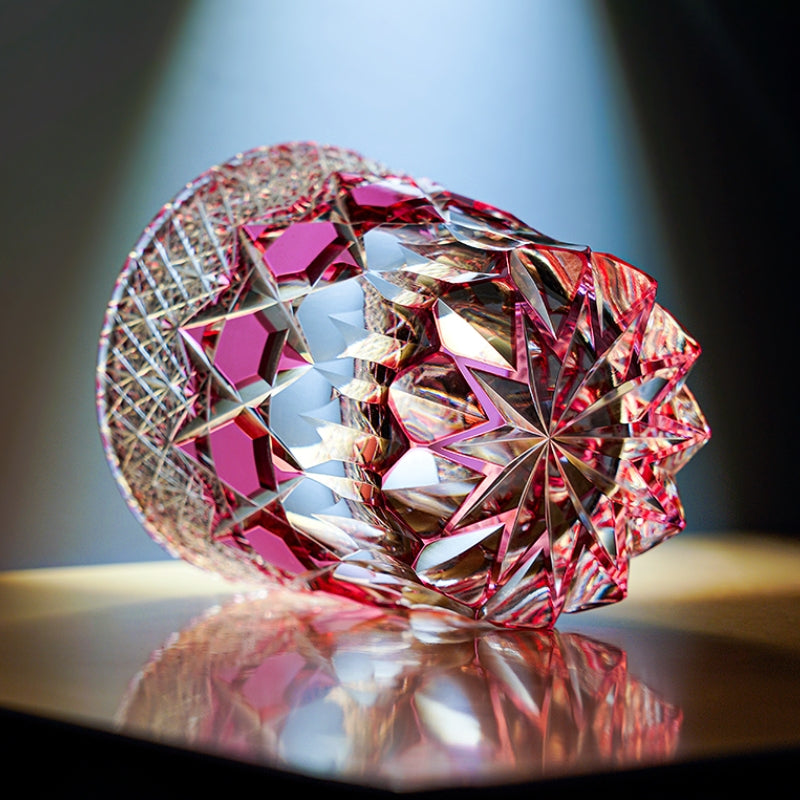 Whisky Glass Rose Fluorite | Edo Kiriko Pink Crystal Handcrafted