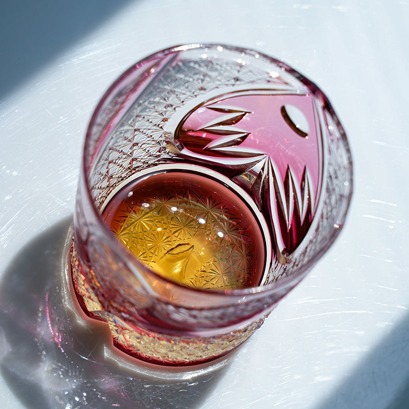 Whisky Glass Ruby Nocturne | Edo Kiriko Pink Crystal Night Artisan