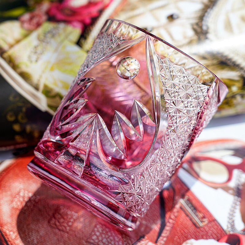Whisky Glass Ruby Nocturne | Edo Kiriko Pink Crystal Night Artisan