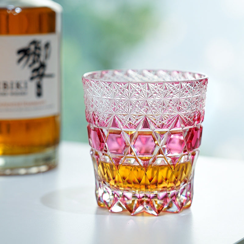 Whisky Glass Rose Fluorite | Edo Kiriko Pink Crystal Handcrafted