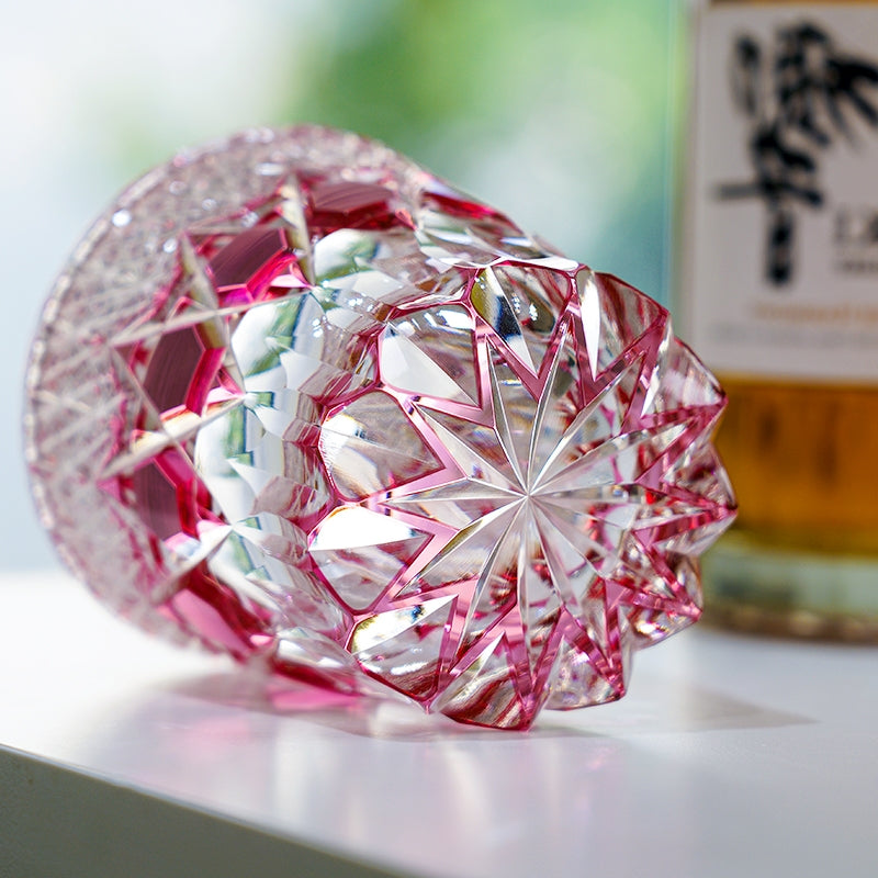 Whisky Glass Rose Fluorite | Edo Kiriko Pink Crystal Handcrafted