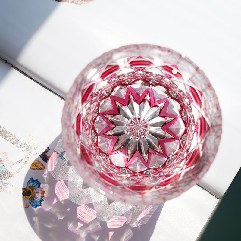 Whisky Glass Rose Fluorite | Edo Kiriko Pink Crystal Handcrafted