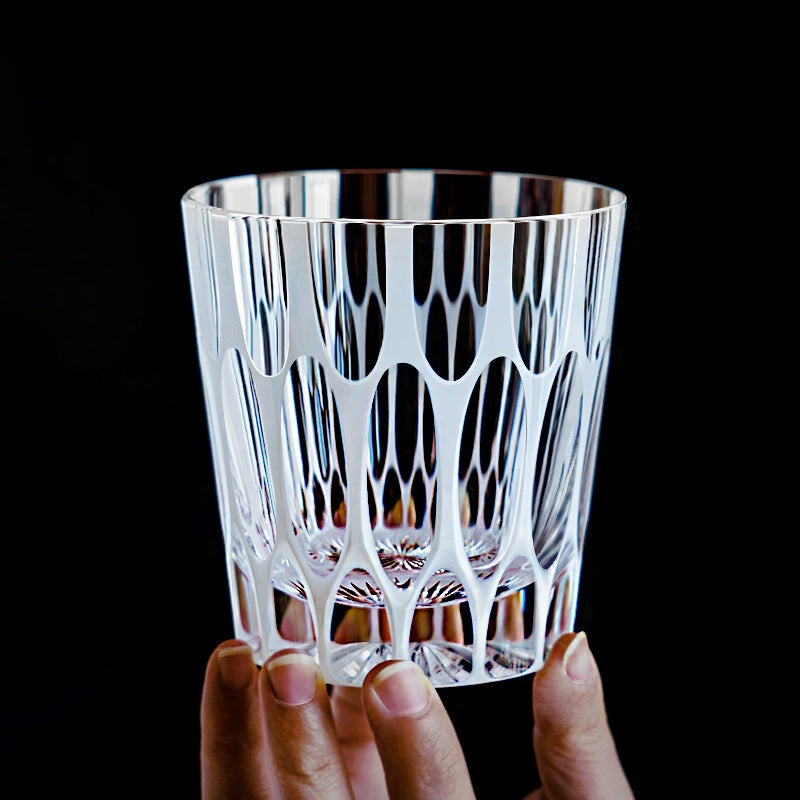 Kiriko Whisky Glass Shiro Ripple White Frosted Hand-Cut Crystal