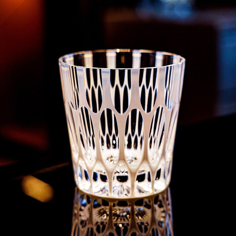 Kiriko Whisky Glass Shiro Ripple White Frosted Hand-Cut Crystal