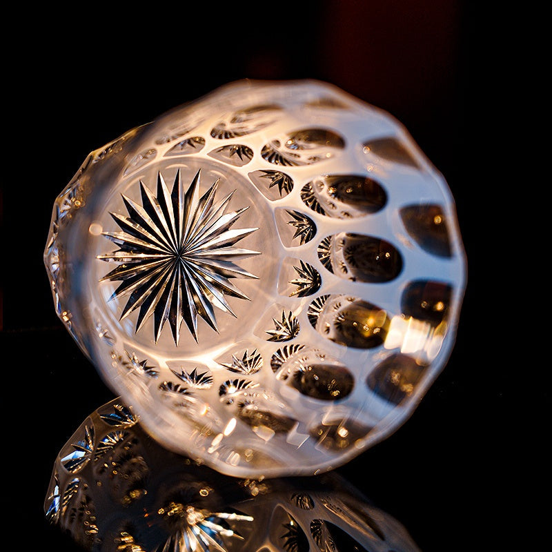 Kiriko Whisky Glass Shiro Ripple White Frosted Hand-Cut Crystal