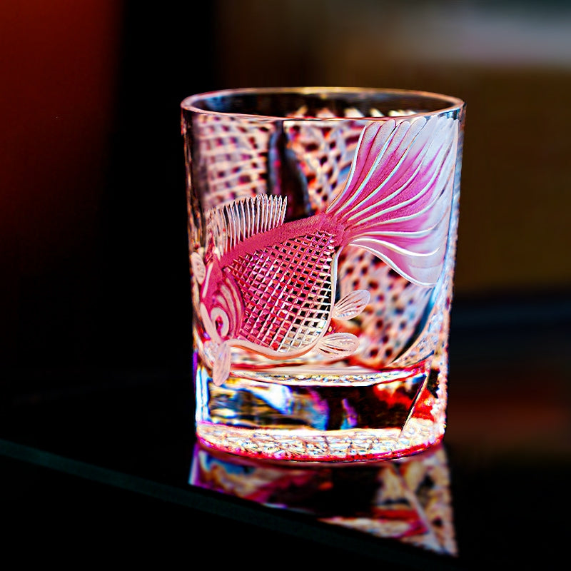 Whisky Glass Rose Koi Taikan – Edo Kiriko Handcrafted Crystal