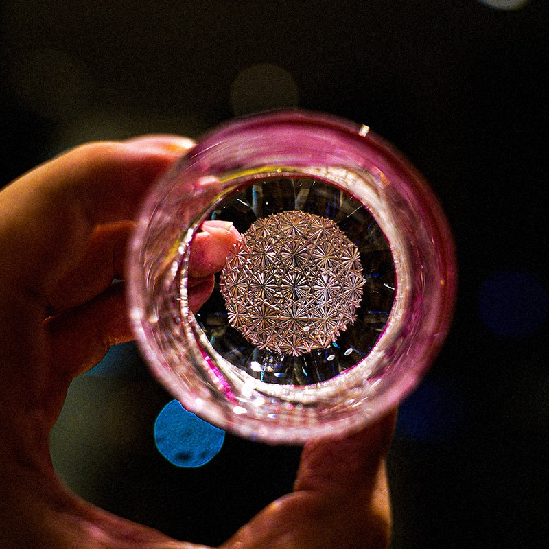 Whisky Glass Rose Koi | Edo Kiriko Handcrafted Red Crystal Barware