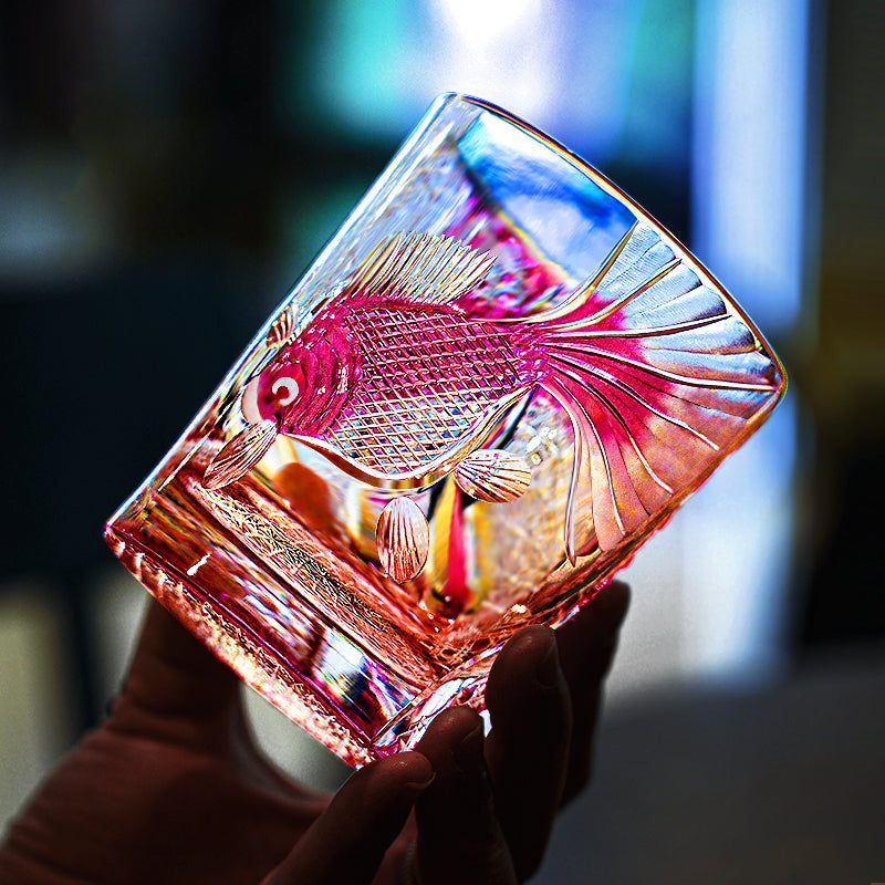 Whisky Glass Rose Koi Taikan – Edo Kiriko Handcrafted Crystal