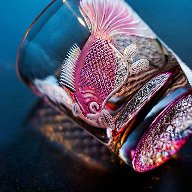 Whisky Glass Rose Koi Taikan – Edo Kiriko Handcrafted Crystal