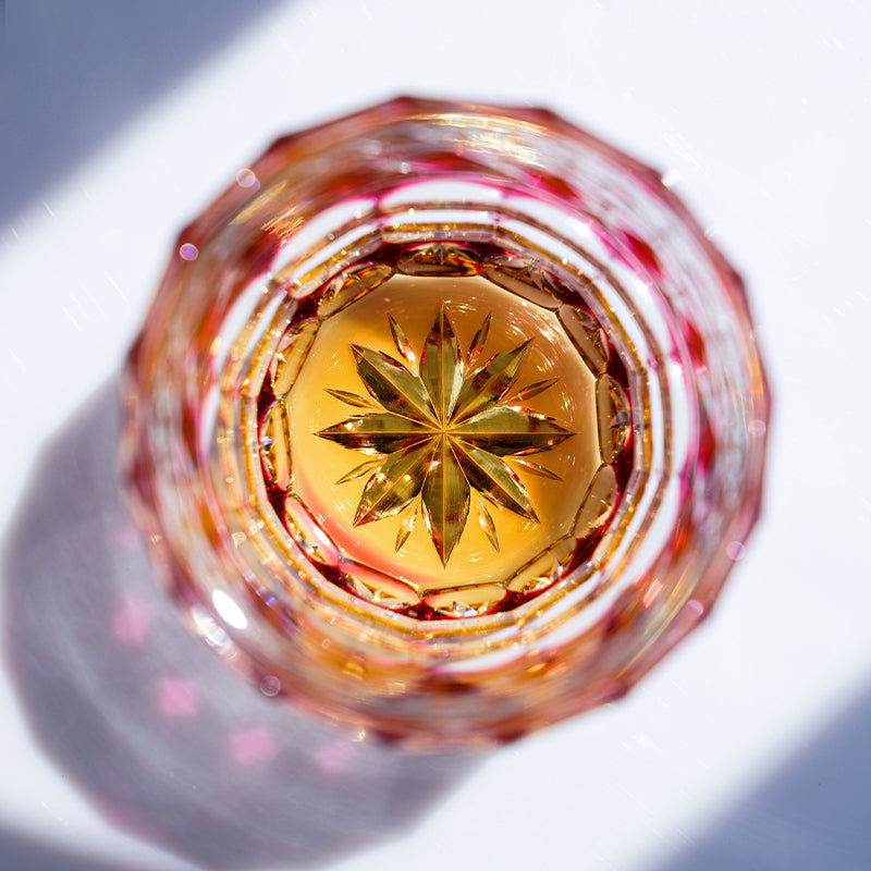 Whisky Glass Ruby Aurora | Edo Kiriko Northern Lights Red Crystal