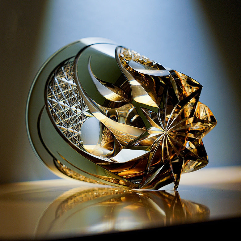 Handcrafted Whisky Glass Kiriko Shadow Luminary Cut Crystal Tumbler