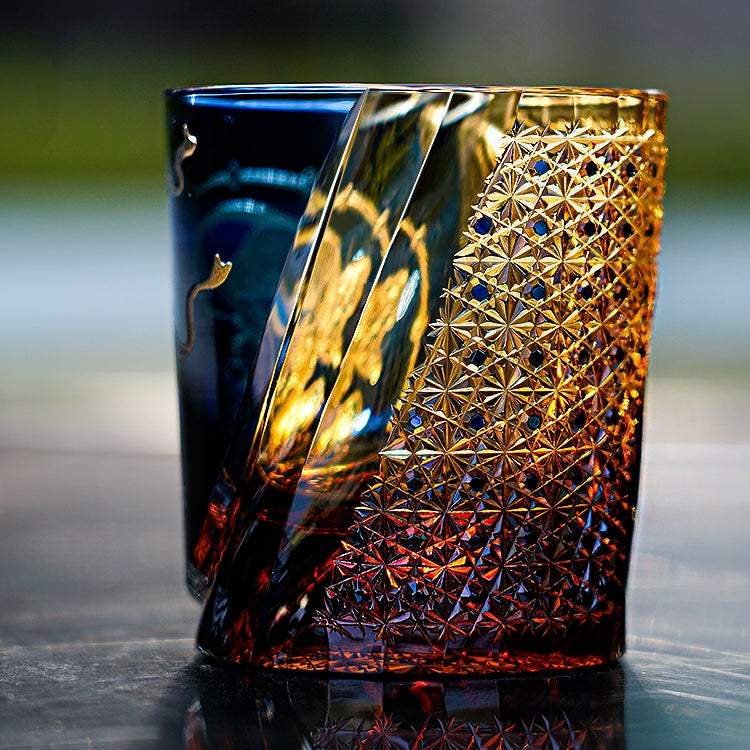 Whisky Glass Edo Kiriko Raijin Thunder God | Hand-Cut Crystal