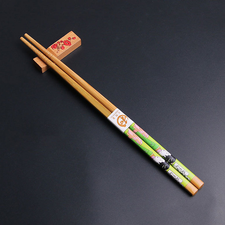 Bamboo Chopsticks Set Geisha Japanese 4 Pairs with Rests Gift Box