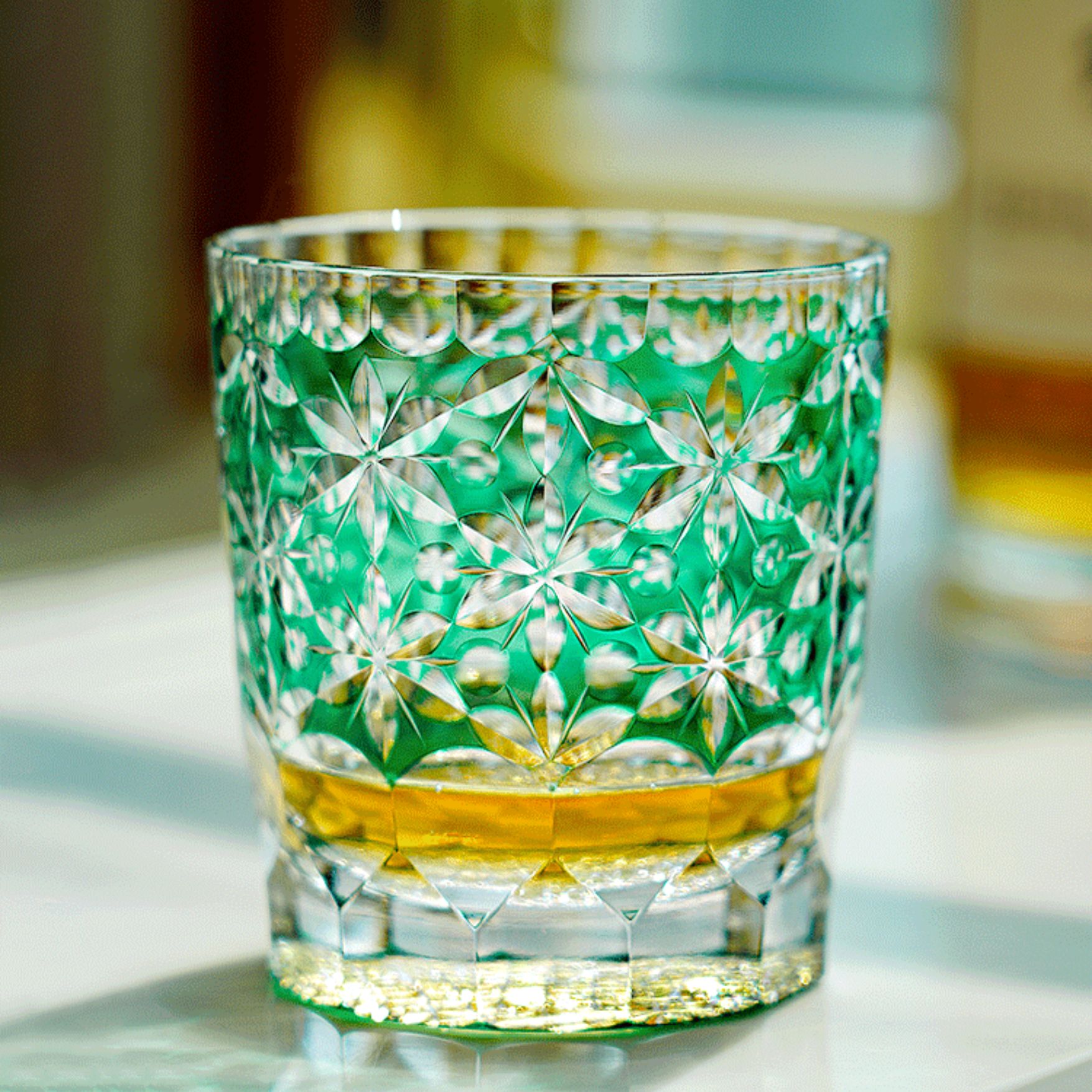 Japanese Whisky Glass Handcrafted Kiriko Sakura Cut Crystal Tumbler