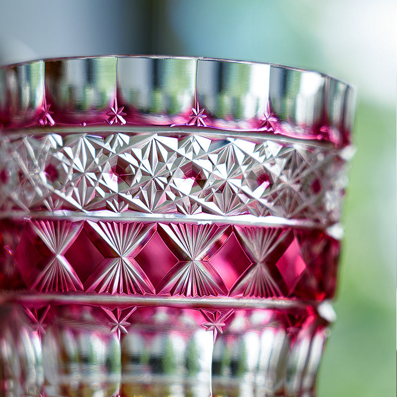 Whisky Glass Ruby Aurora | Edo Kiriko Northern Lights Red Crystal
