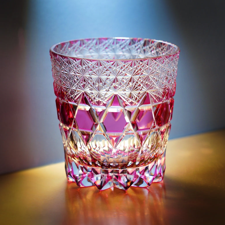 Whisky Glass Rose Fluorite | Edo Kiriko Pink Crystal Handcrafted