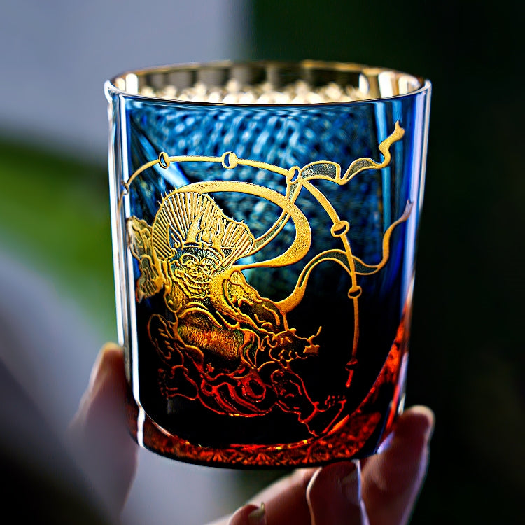 Whisky Glass Edo Kiriko Raijin Thunder God | Hand-Cut Crystal
