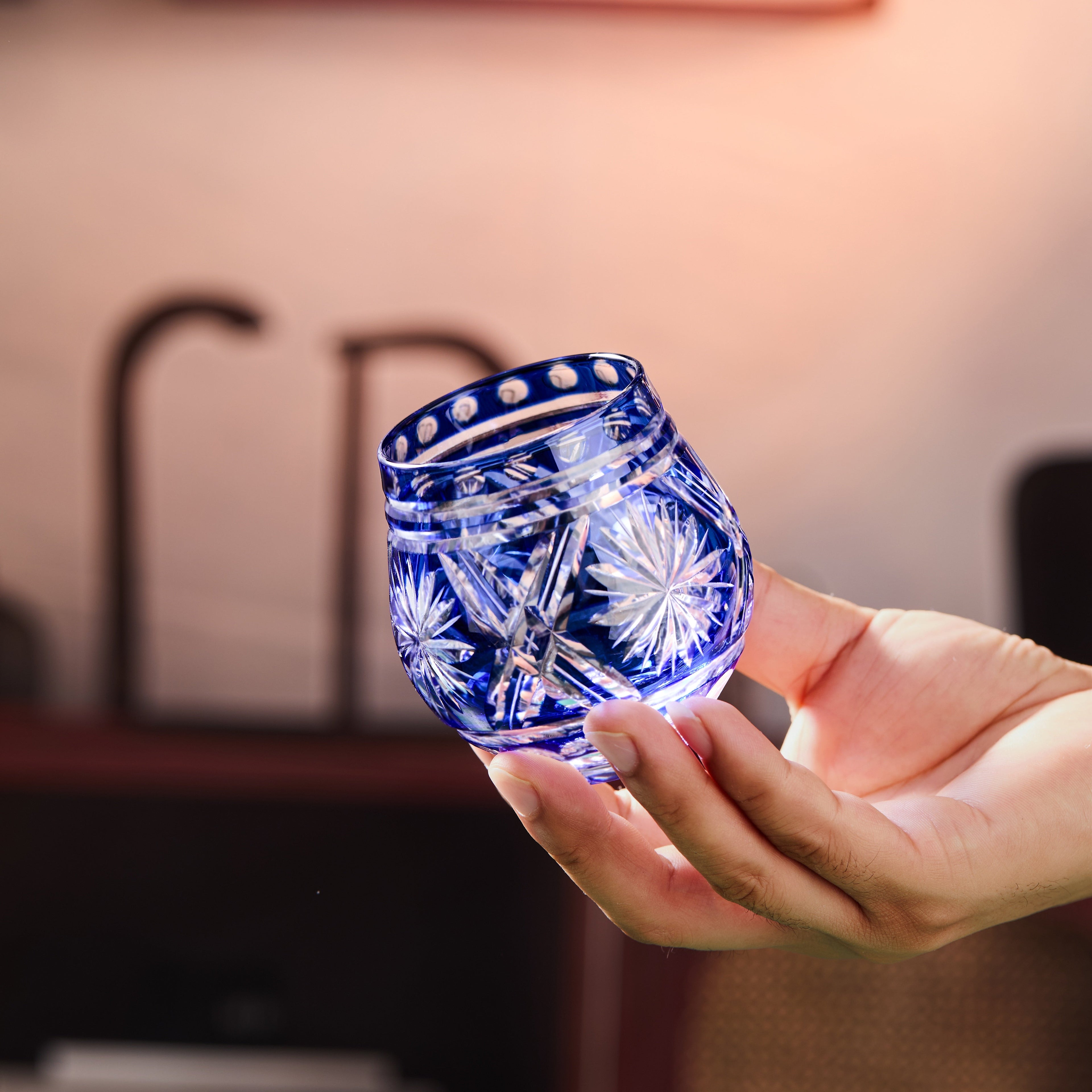 Japanese Whisky Glass Edo Kiriko Hoshi-no-Kagayaki Starburst Hand-Cut Crystal | Artisan Glassware