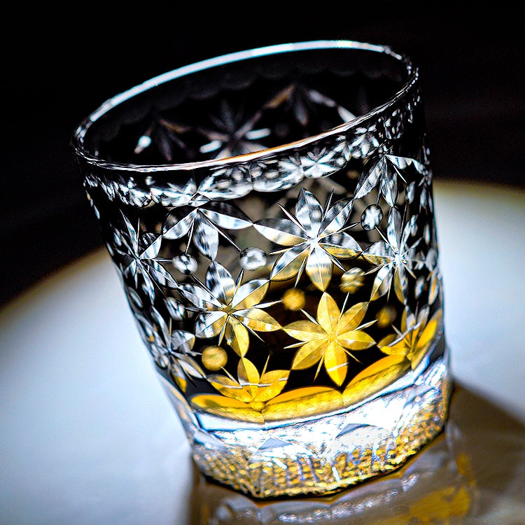 Japanese Whisky Glass Handcrafted Kiriko Sakura Cut Crystal Tumbler