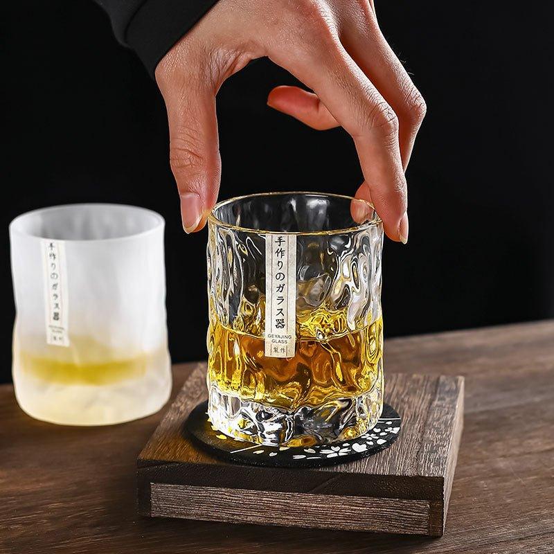 Whisky Glass Edo Kiriko Glacier Frost Japanese Hand-Cut with Wooden Box