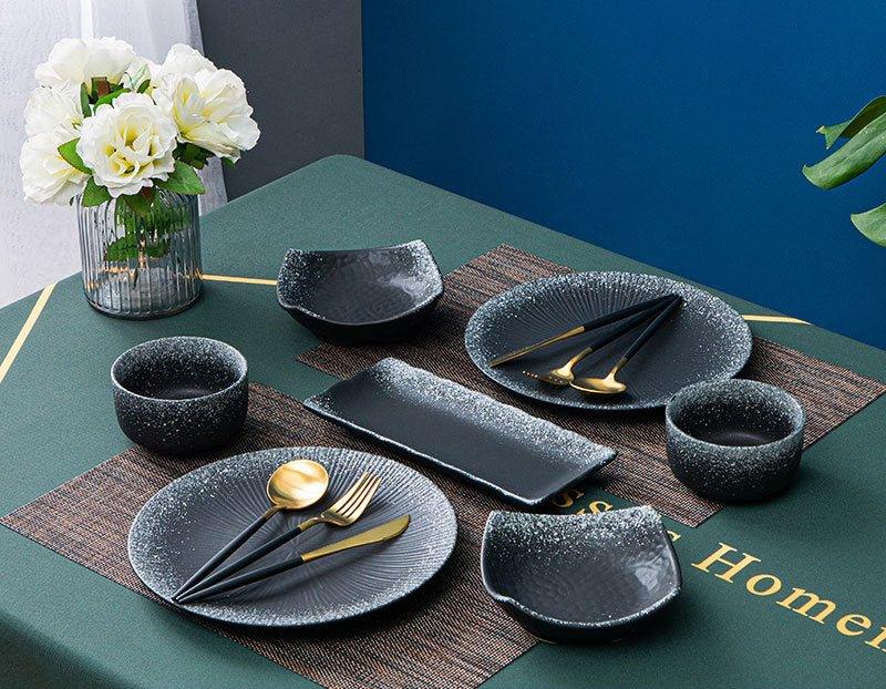 Ceramic Dinner Set | Scenic Nature Plates Bowls & Flatware