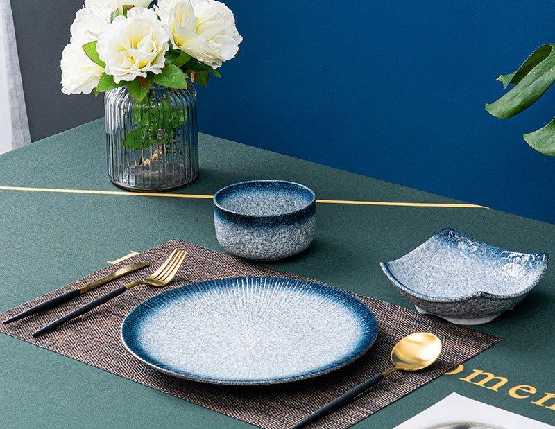Ceramic Dinner Set | Scenic Nature Plates Bowls & Flatware
