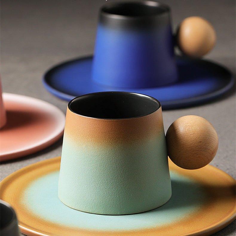 Ceramic Coffee Cup Set Thai Style | Cup Saucer & Teaspoon