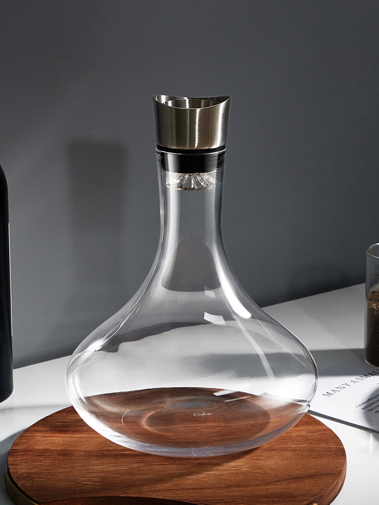 Wine Decanter Waterfall Crystal Glass – Handcrafted Aerating Red Wine Decanter with Cascade Design