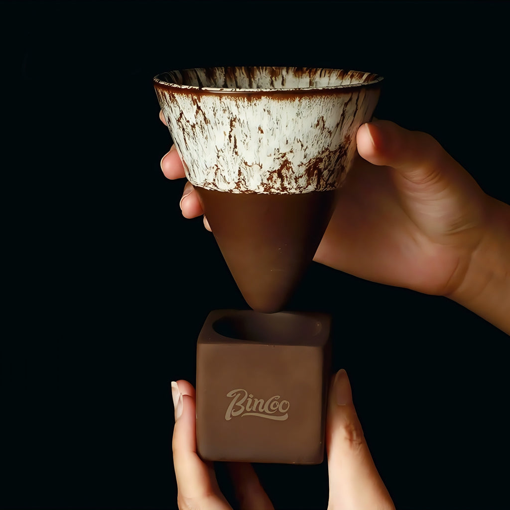 Ceramic Coffee Cup with Stand – Artisan Glaze Cone Mug