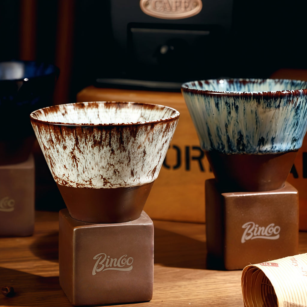 Ceramic Coffee Cup with Stand – Artisan Glaze Cone Mug